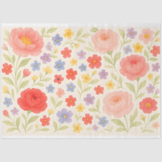 Mousseline Papier cadeau floral - Style aquarelle