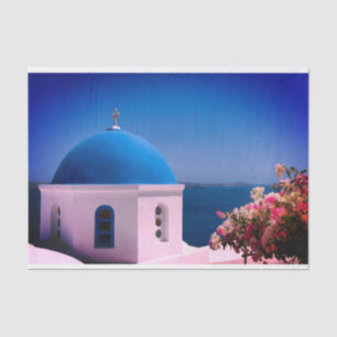 Mousseline Papier cadeau Tissu avec image de Santorin, Grèce