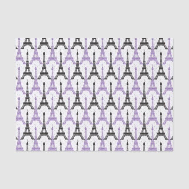 Mousseline Papier chic violet Paris Eiffel Tower (Recto)