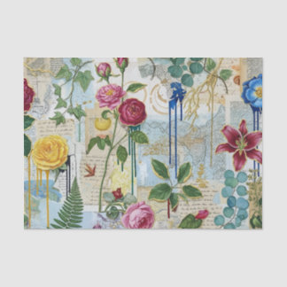 Mousseline Papier de collage botanique artisanal