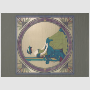 Mousseline Papier de découpage Art Nouveau Lady en attente