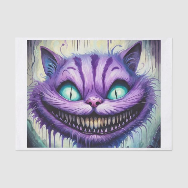 Mousseline Papier de découpage Cheshire Chat déplaisant (Recto)
