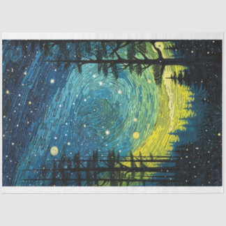 Mousseline Papier de découpage de la forêt de nuit étoilée Ab