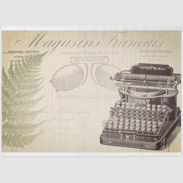 Mousseline Papier de découpage de meubles de machine à écrire (Recto)