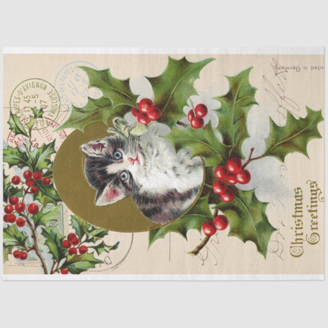 Mousseline Papier de découpage de Noël Cuisine Kittie (Recto)