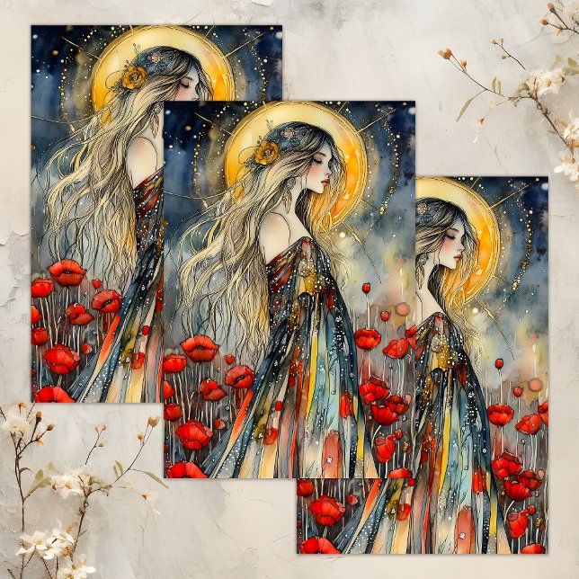 MOUSSELINE PAPIER DE DÉCOUPAGE DE TISSU DE DÉCOUPAGE DES GODD (SPRING GODDESS DECOUPAGE TISSUE PAPER)