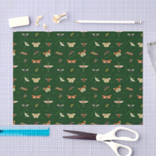 Mousseline Papier de découpage d'insectes vintages vert forêt