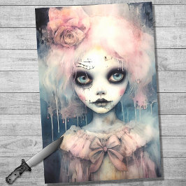 Mousseline Papier de découpage éffrayant fille 16