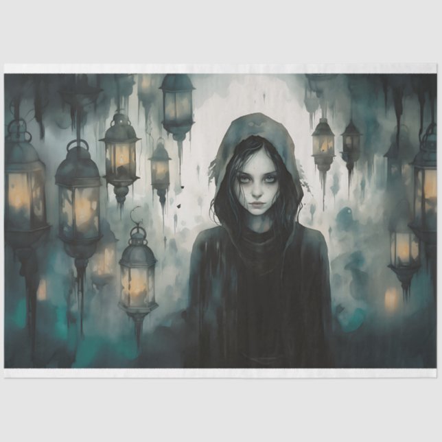 Mousseline Papier de découpage éffrayant fille 2 (Recto)