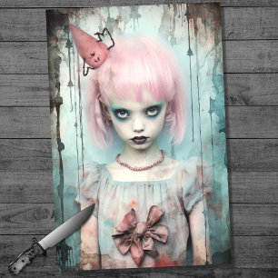Mousseline Papier de découpage éffrayant fille 8
