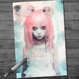 Mousseline Papier de découpage éffrayant fille 9