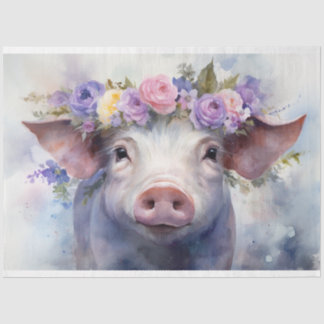 Mousseline Papier de découpage "Emma" Aquarelle Cochon 30x20