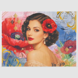 Mousseline Papier de découpage en tissu Muse Poppy Vintage