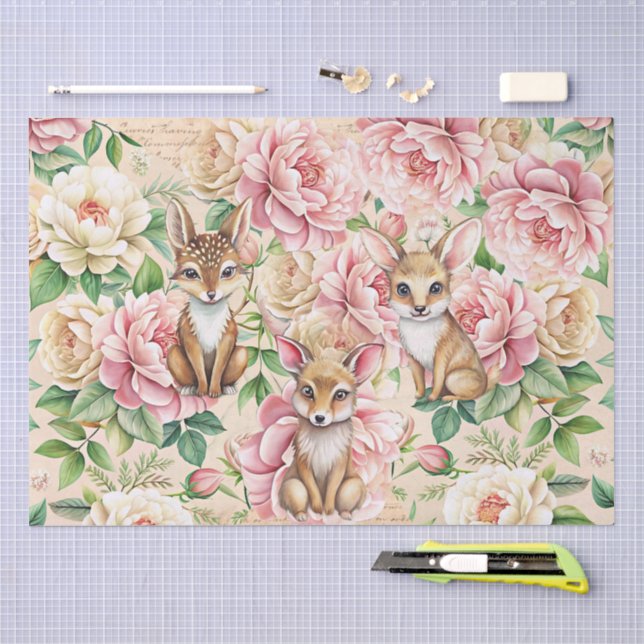Mousseline Papier de découpage fantaisiste fleurs et animaux  (Artisanat)