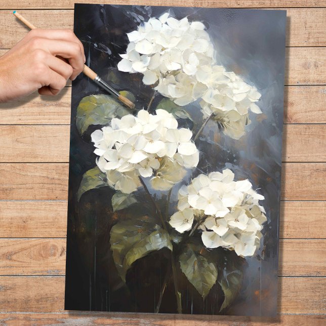 Mousseline Papier de découpage Hydrangea 1 blanc (Créateur téléchargé)