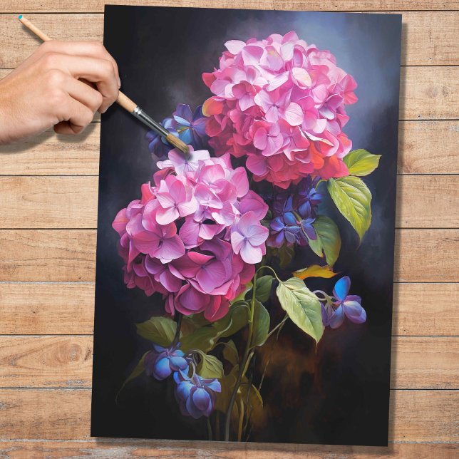 Mousseline Papier de découpage Hydrangea 1 rose (Créateur téléchargé)