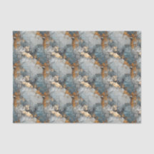 Papier de découpage Motif Shabby Dusty Blue et Gol