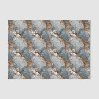 Mousseline Papier de découpage Motif Shabby Dusty Blue et Gol