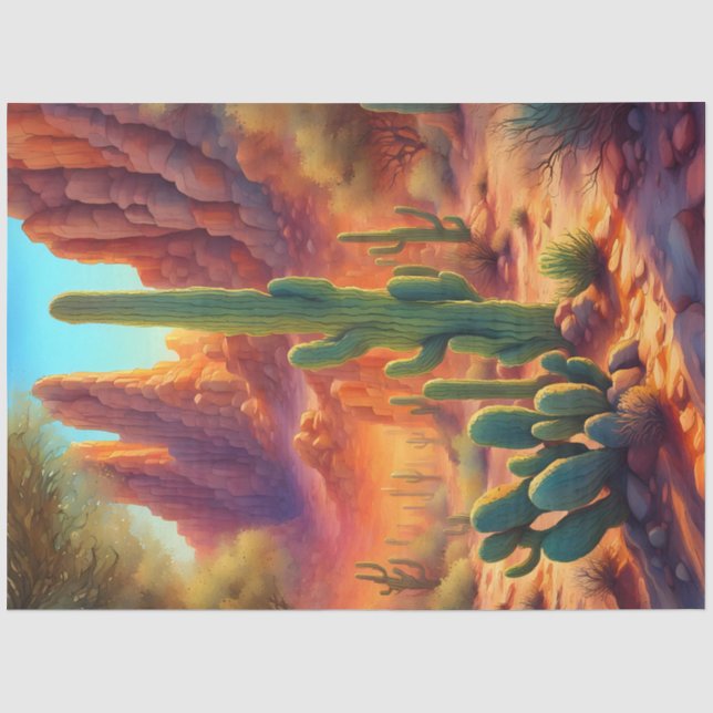 Mousseline Papier de découpage Sunny Desert Cactus (Recto)