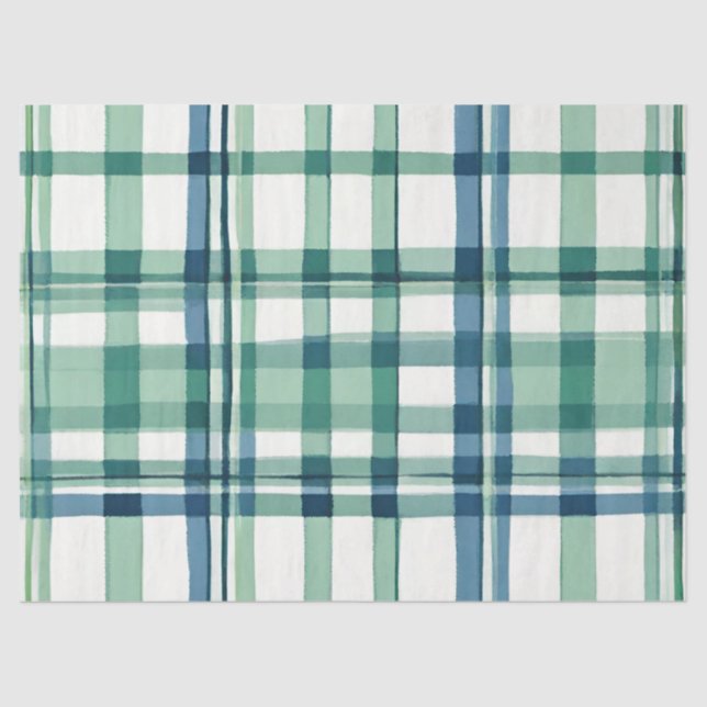 Mousseline Papier de découpage vert, bleu et blanc (Recto)