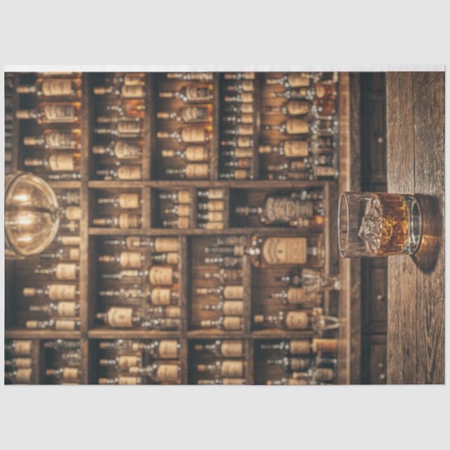 Mousseline Papier de découpage Whiskey - Élégance de barre ru (Recto)