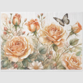 Mousseline Papier de fond de découpage 18b Roses de pêche
