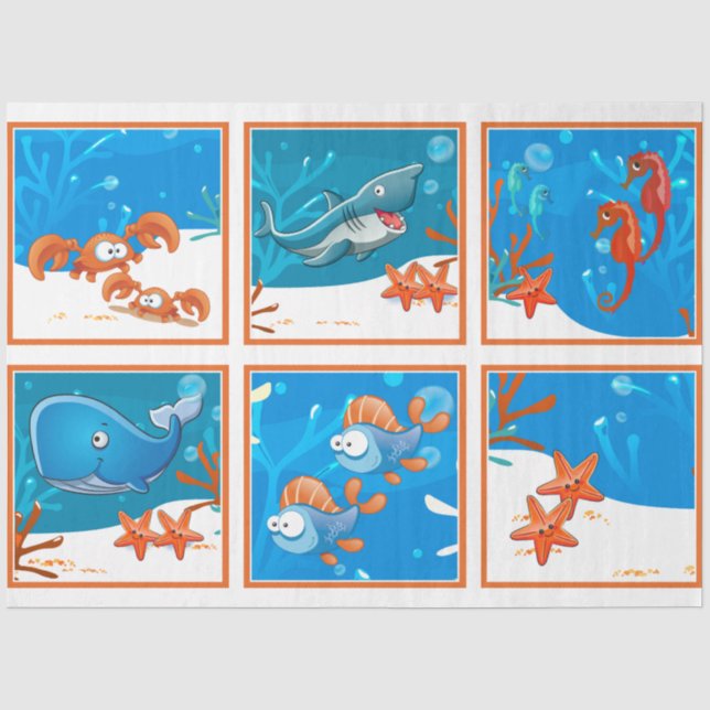 Mousseline Papier de fond de découpage de poisson aquatique (Recto)
