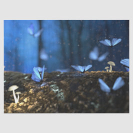 Mousseline Papier de fond décolpage bleu papillon