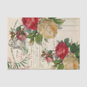Mousseline Papier de fond décolpage rose et d'éphémères flora
