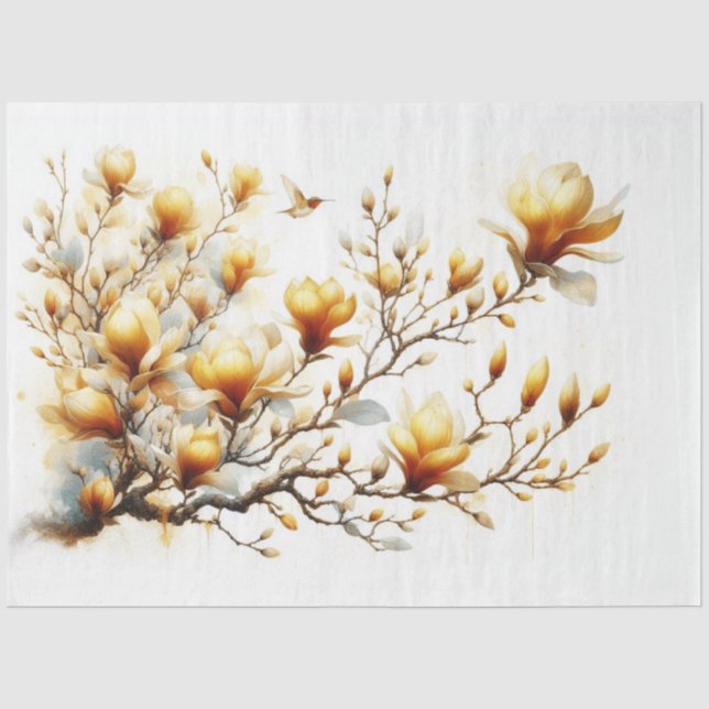 Mousseline Papier de fond Magnolia Yellow Decoupage (Recto)