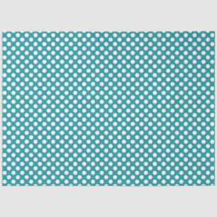 Mousseline Papier de fond Polka Turquoise et blanc