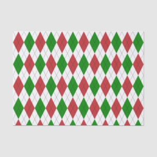 Mousseline Papier de fond rouge foncé, vert et blanc Jacquard