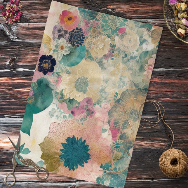 Mousseline Papier de papier de fond de collage floral Abstrai (Créateur téléchargé)