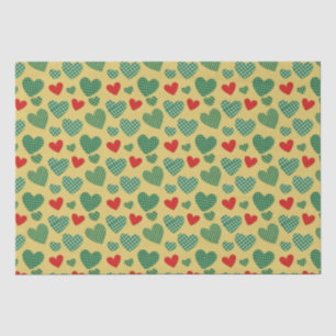 Mousseline Papier de papier de fond Red & Green Hearts