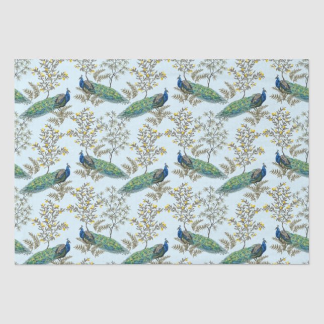 Mousseline Papier de papier de motif de Damas Peacock (Recto)
