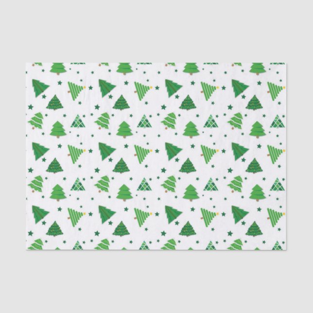 Mousseline Papier de papier de tissus Retro Green Christmas T (Recto)