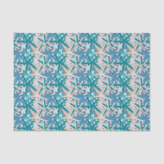 Mousseline Papier de papier de tissus Starfish bleu et turquo