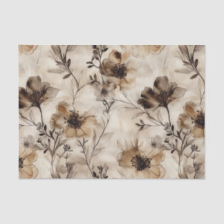 Mousseline Papier de papier découpage Fleur sauvage Sepia