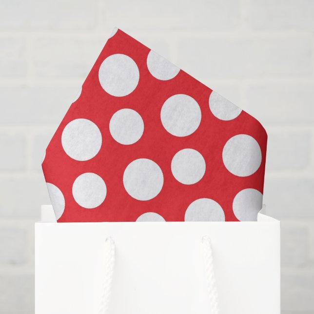 Mousseline Papier de papier motif à pois blanc rouge (Sac cadeau)