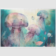 Papier de papier tissu à aquarelle de poisson gelé