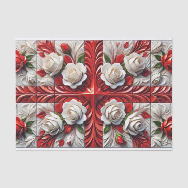 Mousseline Papier de papier tissu avec design Rose anglais (Recto)