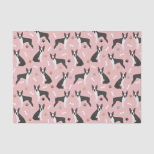 Mousseline Papier de papier tissu Boston Terrier Bones and Pa