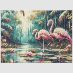 Mousseline Papier de soie/artisanat Flamingoes tropicaux