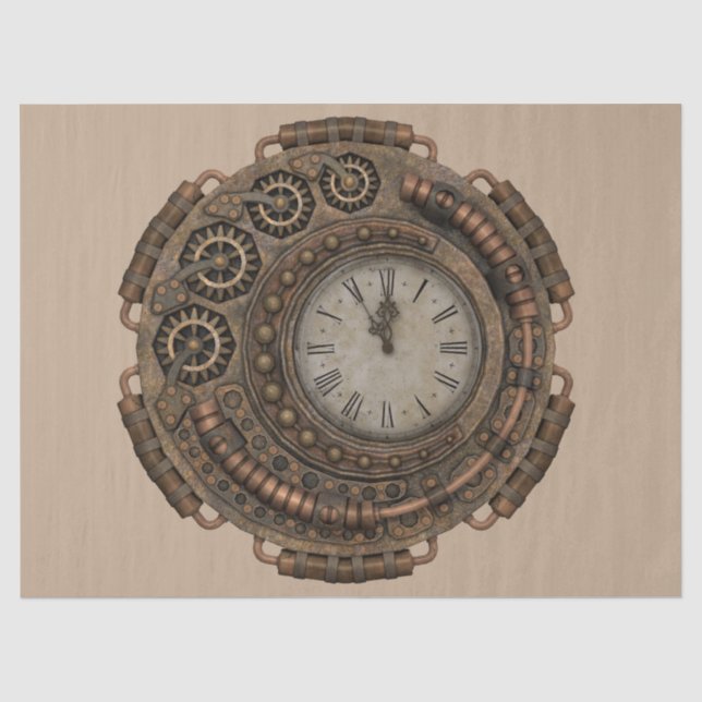 Mousseline papier de tissu à horloge steampunk (Recto)