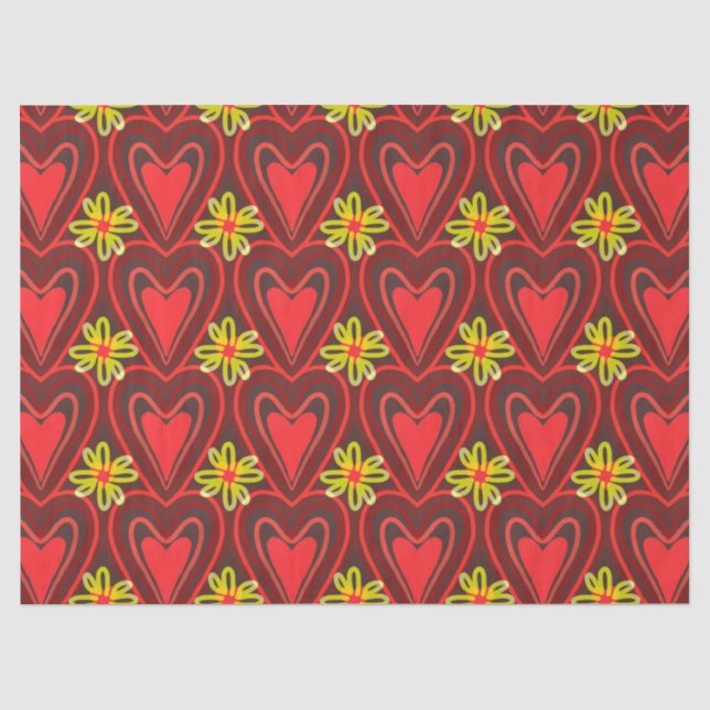 Mousseline papier de tissu de coeurs et de fleurs (Recto)