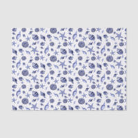 Papier de tissu de coquillages bleu et blanc