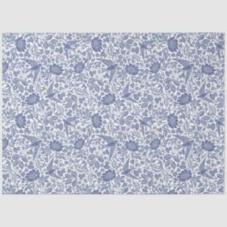 Mousseline Papier de tissu de découpage floral d'oiseau bleu