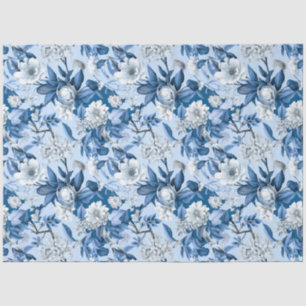 Mousseline Papier de tissu de la Chinoiserie bleu marine vint