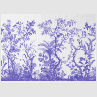 Mousseline Papier de tissu de la chinoiserie d'oiseau bleu
