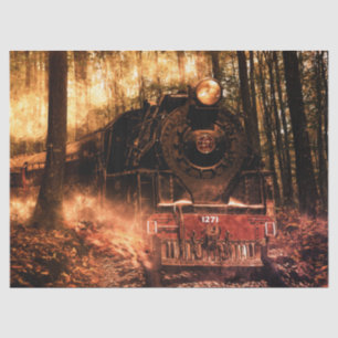 Mousseline Papier de tissu de train forestier imaginaire